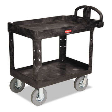 Rubbermaid® Commercial Heavy-duty Utility Cart, Two-shelf, 25.88w X 45.25d X 37.13h, Black freeshipping - TVN Wholesale